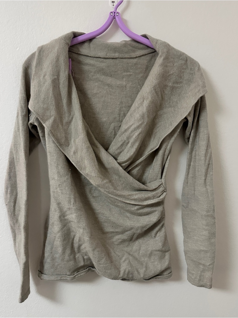 Gray wrap style top